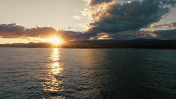 Sun And Religious Celestial Clouds Over Calm Ocean For World Peace video