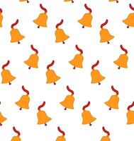 Seamless pattern with golden bell. Graphic line holiday texture in flat style. Merry Christmas and Happy New Year. Suitable for wallpaper, wrapping paper, fabric, etc. vector
