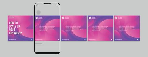 Business carousel post template for advertising, Set of carousel post for, Editable social media carousel layout vector