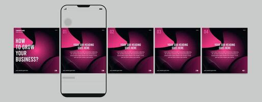 Business carousel post template for advertising, Set of carousel post, Editable social media carousel layout vector