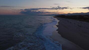 Calm Ocean After Storm With Long And Harmonious Waves At Evening Blue Hour video