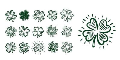 Clover set on white, Saint Patricks Day, hand drawn illustrations vector