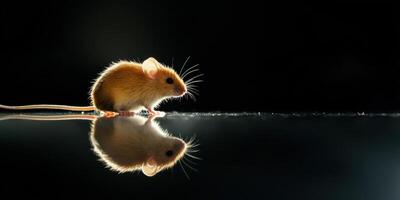 Captivating Image of a Charming Mouse on a Reflective Surface, Showcasing Its Beauty and Elegance photo