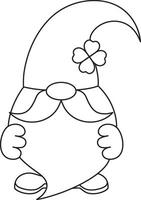 St. Patrick's Day, leprechaun with a long beard, black and white linear icon isolated on a white transparent background vector