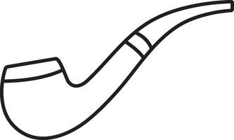illustration, smoking pipe, black and white linear icon isolated on a white transparent background vector
