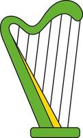 St. Patrick's Day, harp, Irish folk musical instruments, retro vintage style, simple flat linear icon isolated on a white transparent background vector