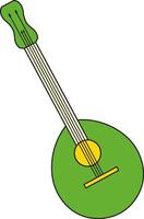 St. Patrick's Day, mandolin guitar, Irish folk musical instruments, retro vintage style, simple flat linear icon isolated on a white transparent background vector