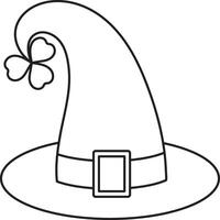 St. Patrick's Day, leprechaun's cap hat, black and white linear icon isolated on a white transparent background vector
