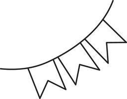 a garland of paper flags, a black and white linear icon isolated on a white transparent background vector