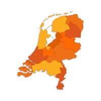 Netherlands map with border highlighted regions, states, isolated on white background. Template map of Netherlands. Detailed illustration. vector