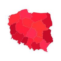 Poland map with border highlighted regions, states, isolated on white background. Template map of Poland. Detailed illustration. vector