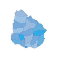 Uruguay map with border highlighted regions, states, isolated on white background. Template map of Uruguay. Detailed illustration. vector