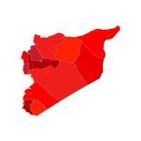 Syria map with border highlighted regions, states, isolated on white background. Template map of Syria. Detailed illustration. vector