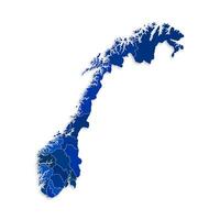 Norway map with border highlighted regions, states, isolated on white background. Template map of Norway. Detailed illustration. vector