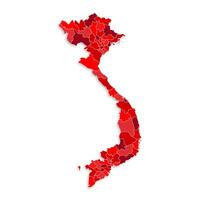 Vietnam map with border highlighted regions, states, isolated on white background. Template map of Vietnam. Detailed illustration. vector