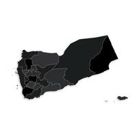 Yemen map with border highlighted regions, states, isolated on white background. Template map of Yemen. Detailed illustration. vector