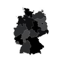 Germany map with border highlighted regions, states, isolated on white background. Template map of Germany. Detailed illustration. vector