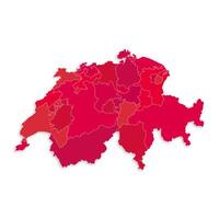 Switzerland map with border highlighted regions, states, isolated on white background. Template map of Switzerland. Detailed illustration. vector