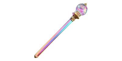 Colorful crystal scepter with gemstone handle isolated on transparent background png