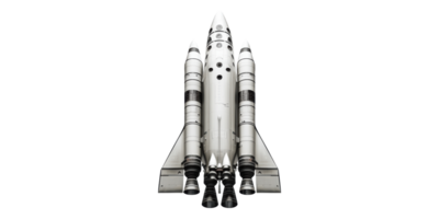 Futuristic space rocket with multiple engines isolated on transparent background png
