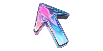 Iridescent gradient arrow symbol isolated on transparent background png