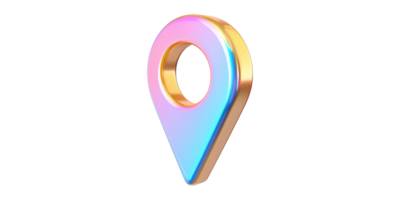 Colorful location pin icon with iridescent gradient isolated on transparent background png