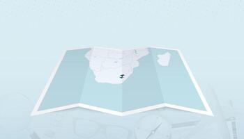 Map of Lesotho with the flag of Lesotho in the contour of the map on a trip abstract backdrop. vector