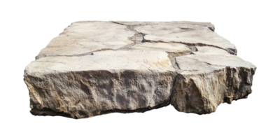 Large stone slab with rough texture isolated on transparent background png