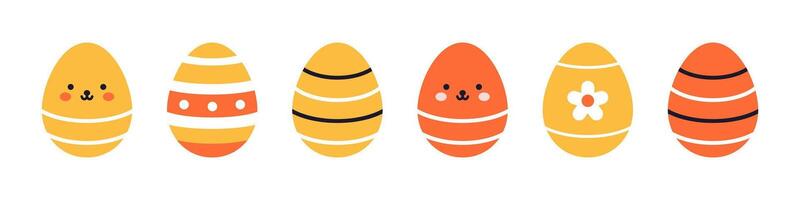 collection of pastel easter eggs featuring geometric patterns and minimalist designs. A cute easter eggs set of festive elements in flat design. vector