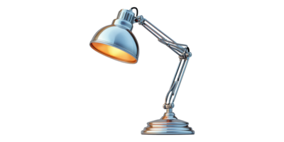 Metallic desk lamp with adjustable arm isolated on transparent background png