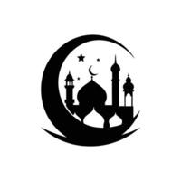 Crescent Moon and Stars Ramadan Design on White Background vector