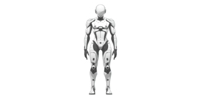 Futuristic humanoid robot with detailed armor isolated on transparent background png