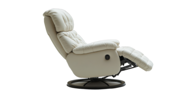 Leather recliner chair with extended footrest isolated on transparent background png