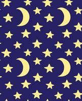Seamless pattern of hand drawn doodle sketch stars and moon vector