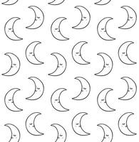 Seamless pattern of hand drawn doodle sketch moon with face isolated on white background vector