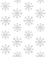 Seamless pattern of hand drawn doodle sketch sun with face isolated on white background vector