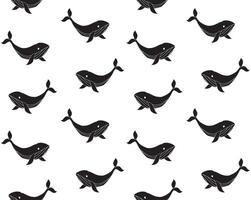 Seamless pattern of hand drawn doodle sketch whale vector