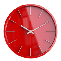 Red Wall Clock with White Hands on Transparent Background png