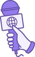 Colored Correspondent Icon. Hand Holding Microphone. Journalist Interview. Journalism Concept vector