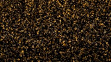 Loop gold cube particles falling on black abstract background video