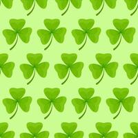 Seamless pattern of individual shamrock leaves in a checkerboard pattern on a light green background for St. Patrick's Day vector