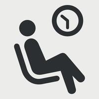 black icon of a man waiting in a chair on a white background vector