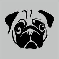 black and white icon of a dog's face on a white background vector