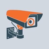 blue surveillance camera icon on white background vector