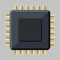 simple computer chip microprocessor icon top view on white background vector