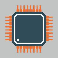 computer chip microprocessor icon top view on white background vector