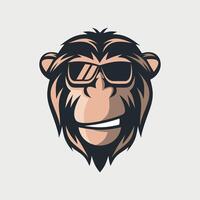 monkey face icon with glasses on white background vector