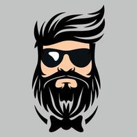 icon of a man's face with a beard and glasses on a white background vector