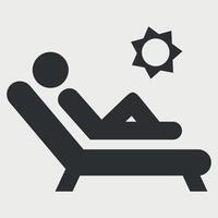 black and white icon of a person resting in a chair on a white background vector