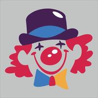 colored icon of clown face in cap on white background vector